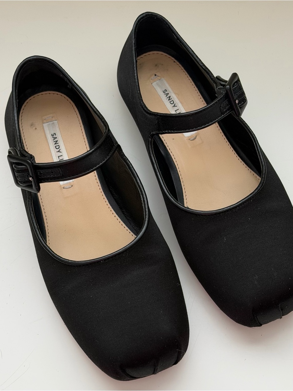 Sandy Liang Mary Jane Pointe in Black Satin
